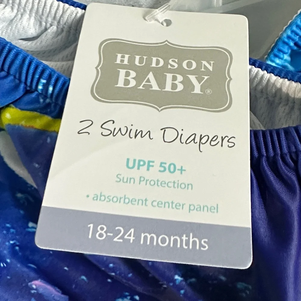 Hudson Baby Navy Ocean Reusable Swim Diaper Covers 2 Pack Size 18-24 Months